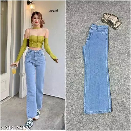 SAANU'S FASHION - STYLISH WIDE LEG DENIM JEANS FOR GIRLS & WOMEN