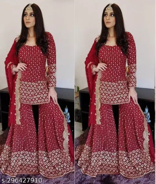 Aagyeyi Sensational Salwar Suits & Dress Materials New Fancy Garara Georgette 9mm Heavy sequence Work Wear Suit Like Party Wear Garara suit