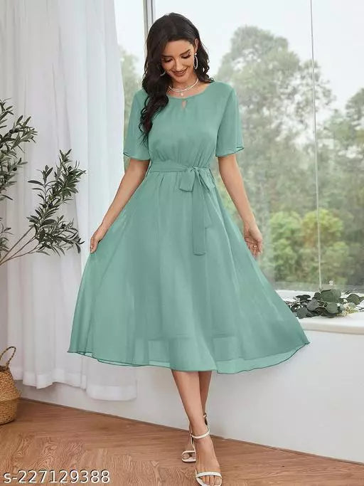DHUNKI PLAIN WESTERN DRESS
