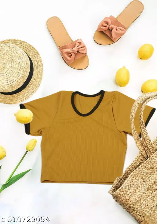 Women's Solid Cotton Rib Knit Crop Tank Top