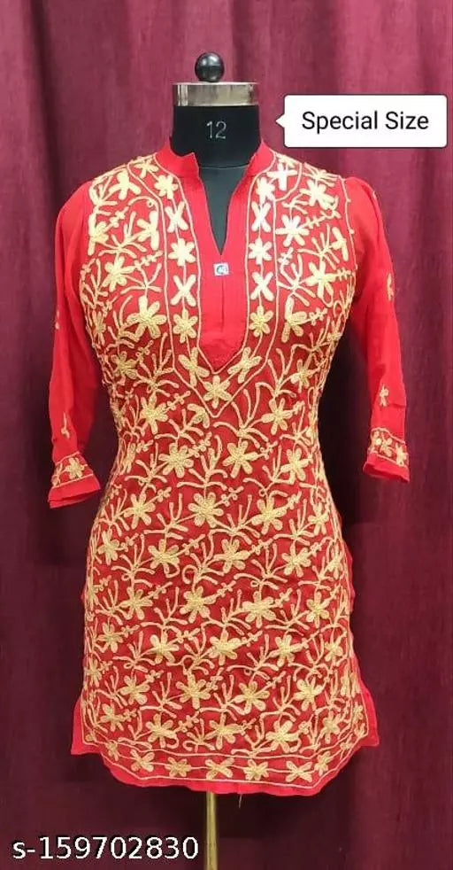 Aari Georgette Front Jaal Medium Length.