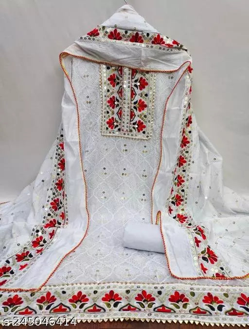 Chanderi Cotton Unstiched Salwar Suit And Dress Materials