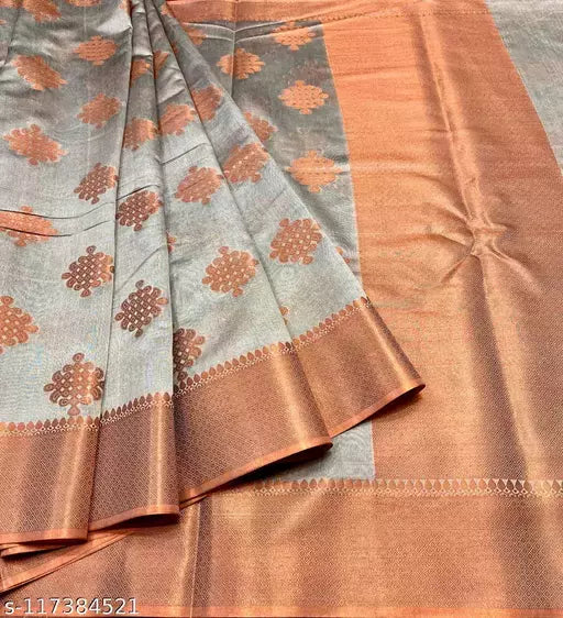 Banarasi Soft Cotton Silk Copper Zari Saree