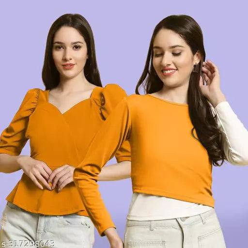 Clasic Casual Fashion Forward Women's Top - Pack of 2
