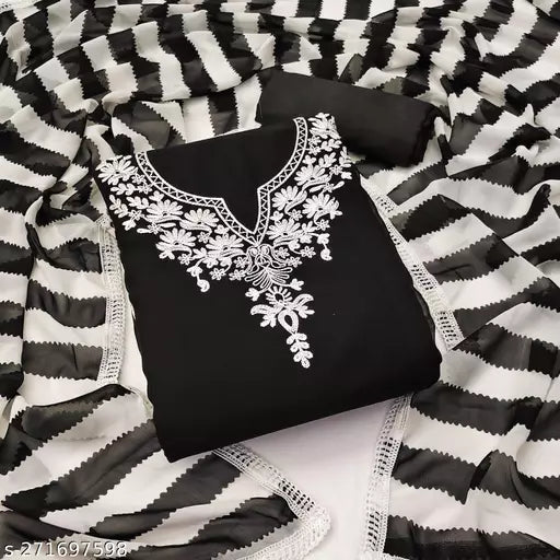 Myra Gracefull Fancy Women's Unstiched Patiala Georgette Suits With Beautifull Chainstich Work Black Suit