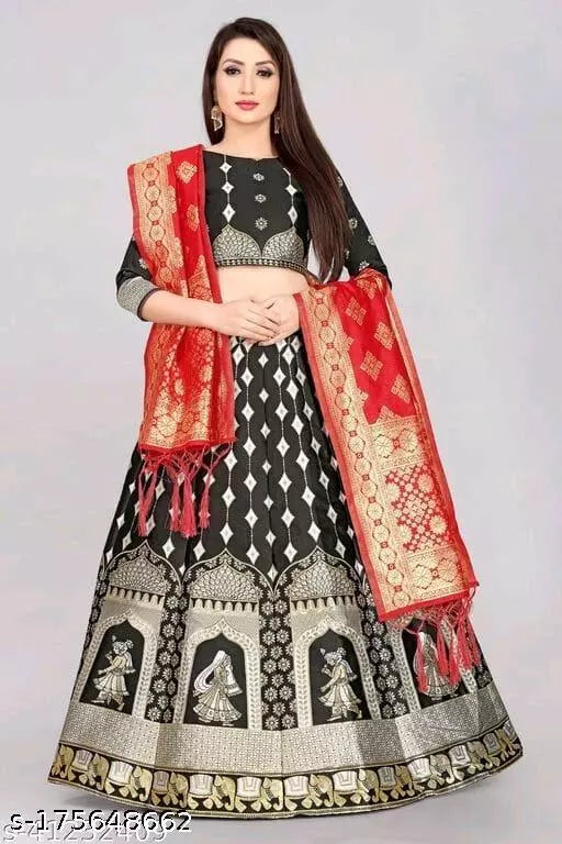 NEW JAQUARD LEHENGA WITH BLOUSE (UNSTITCHED)