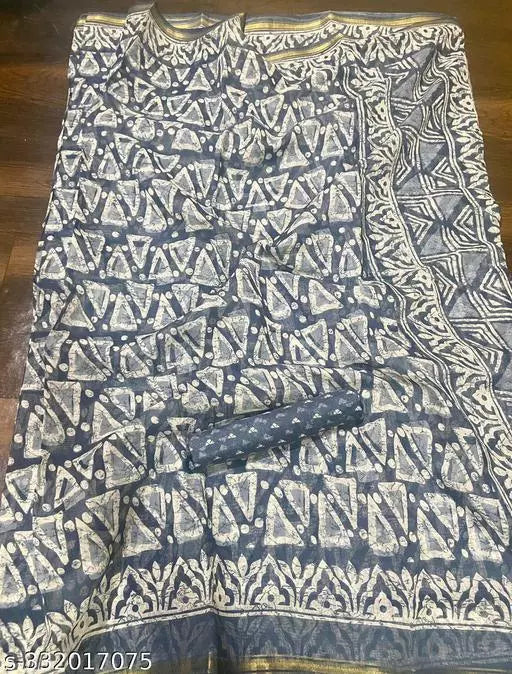 TRIO PRINTED COTTON BLENDED SAREE