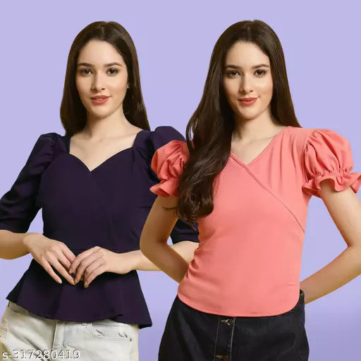 Classic Casual Fashion Forward Women's Tops - Pack of 2