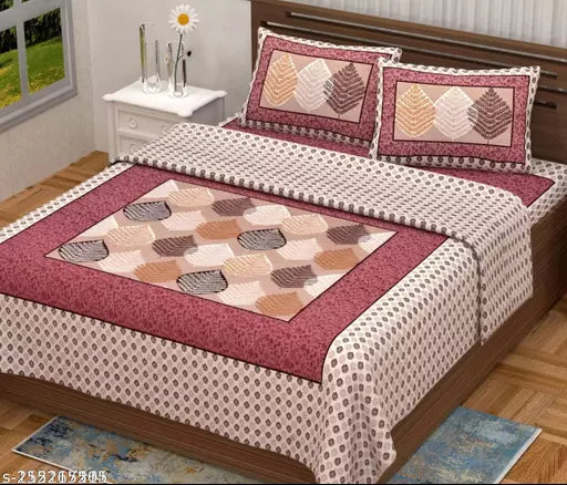 Jaipuri Pure Cotton Double Bedsheet With 2 Pillow Cover