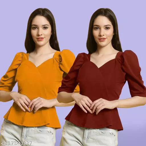 Clasic Casual Fashion Forward Women's Top - Pack of 2