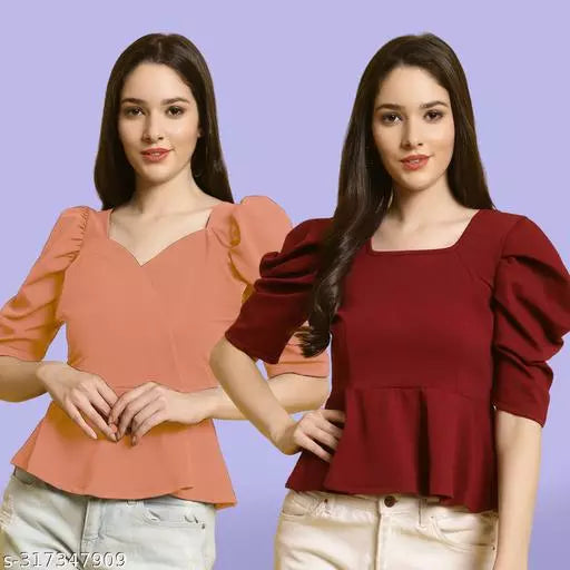 Clasic Casual Fashion Forward Women's Top - Pack of 2
