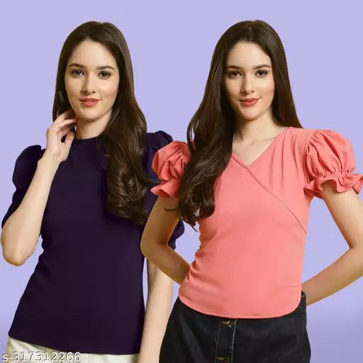 Clasic Casual Fashion Forward Women's Top - Pack of 2