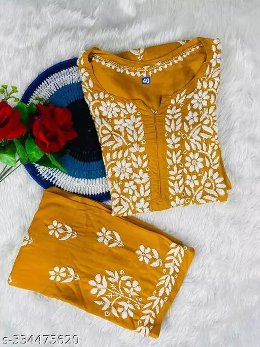 BEST FESTIVE WEAR CHIKANKARI WORK KURTA WITH PLAZZO