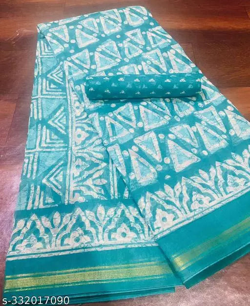 TRIO PRINTED COTTON BLENDED SAREE