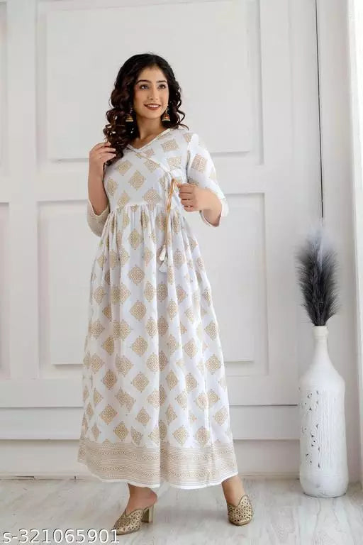 Mialo fashion long angrakha kurta for women.