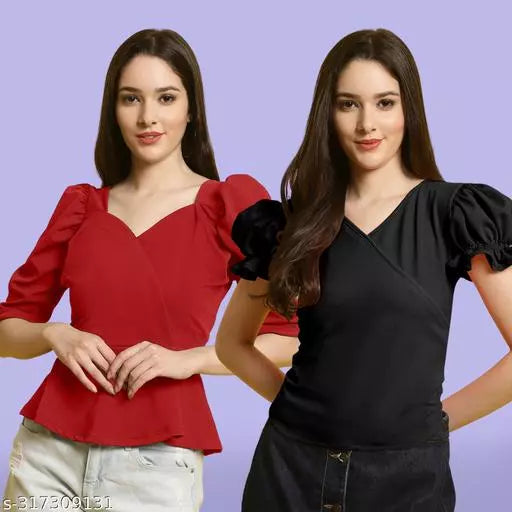 Clasic Casual Fashion Forward Women's Tops - Pack of 2