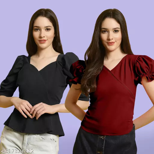 Clasic Casual Fashion Forward Women's Top - Pack of 2