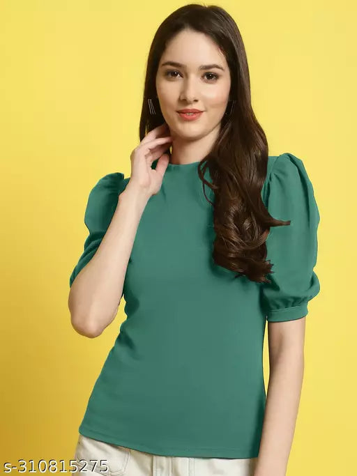 Casual Regular Sleeves Solid Women Mint Green Top (Women Top | Women Tops | Top)
