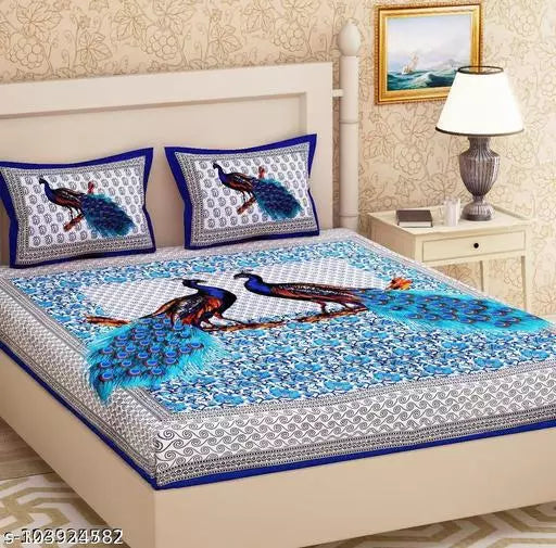 Double Pure Cotton Bedsheet With 2 Pillow Covers