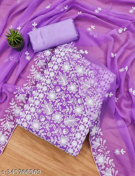Georgette Dress Material For Womens With Embroidered Work On It