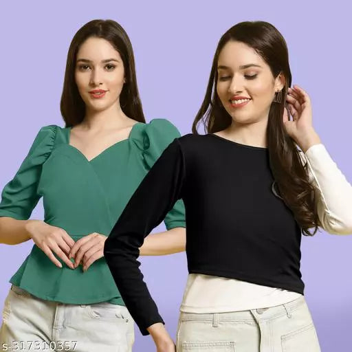 Clasic Casual Fashion Forward Women's Top - Pack of 2