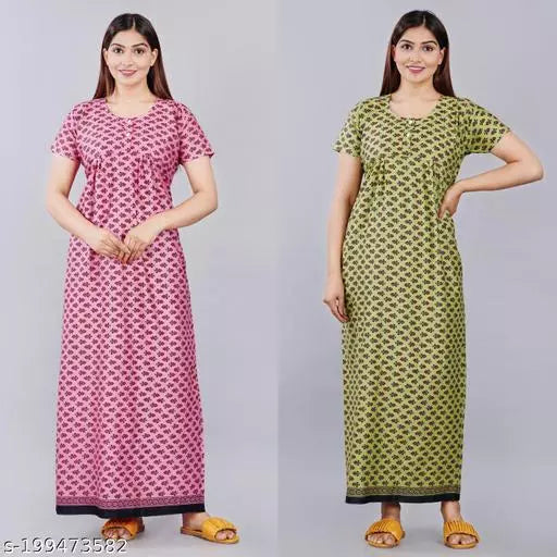Designer Nighty For Women/Printed Nights For Women Combo Pack Of 2
