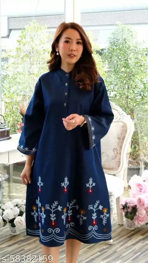 Women Denim Embroideried Dresses
