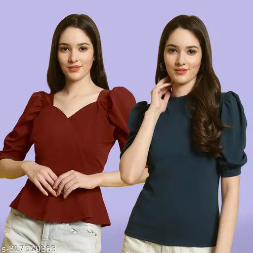 Clasic Casual Fashion Forward Women's Top - Pack of 2