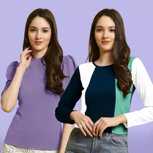 Clasic Casual Fashion Forward Women's Tops - Pack of 2