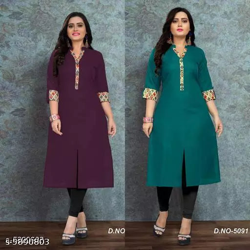 Women's Solid Cotton Kurti