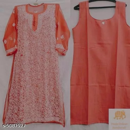 Women's Chikankari Chiffon Kurti