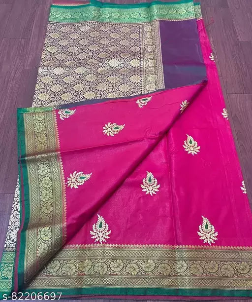 Satin Silk Embroided Saree
