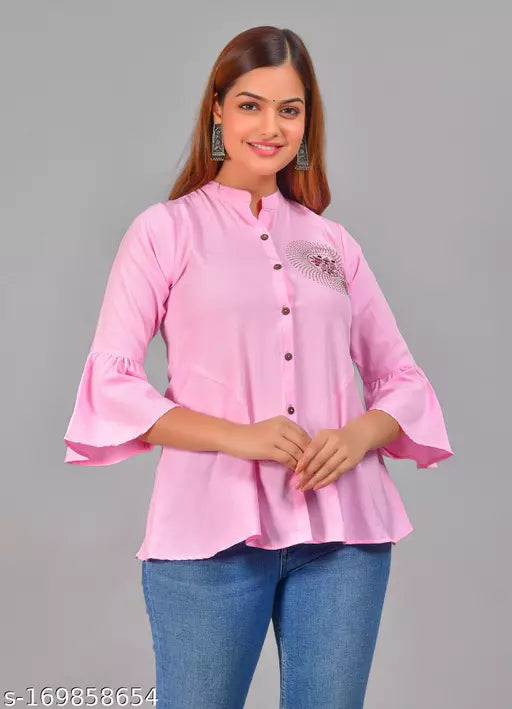 womens embroidery crepe top  festival top  partywear top  long top