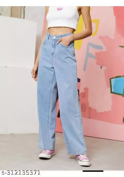 SAANU'S FASHION - STYLISH WIDE LEG DENIM JEANS FOR GIRLS & WOMEN