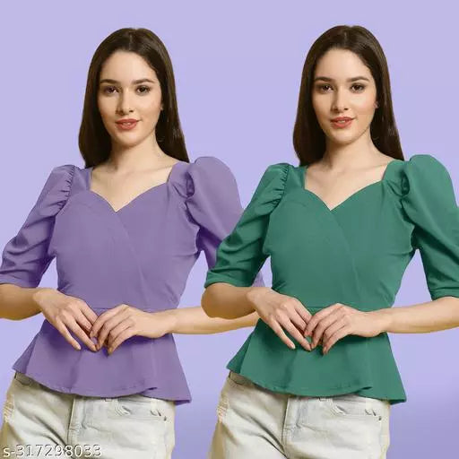 Clasic Casual Fashion Forward Women's Top - Pack of 2