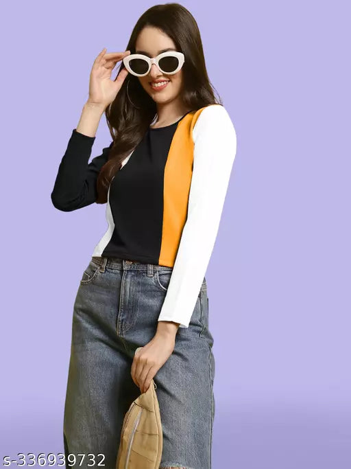 Casual Regular Sleeves Color Block Women Multicolor Top (Women Top | Women Tops | Top | Tops)