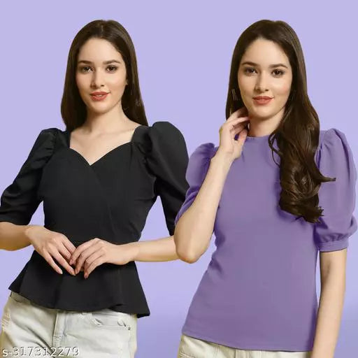 Clasic Casual Fashion Forward Women's Top - Pack of 2