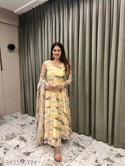 R109 FLORAL PRINT GOWN