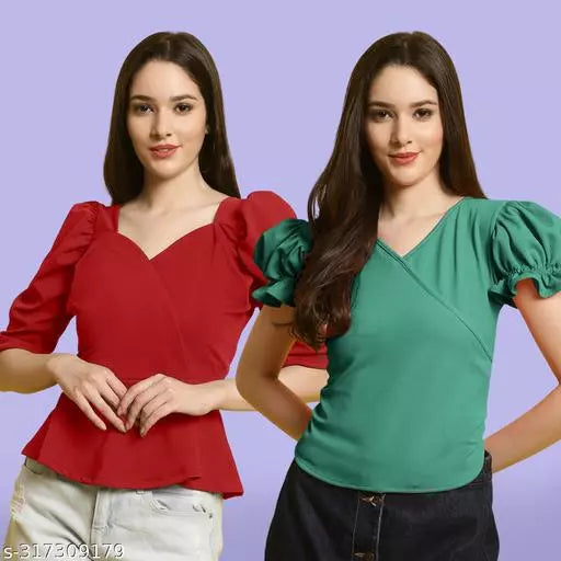 Clasic Casual Fashion Forward Women's Tops - Pack of 2