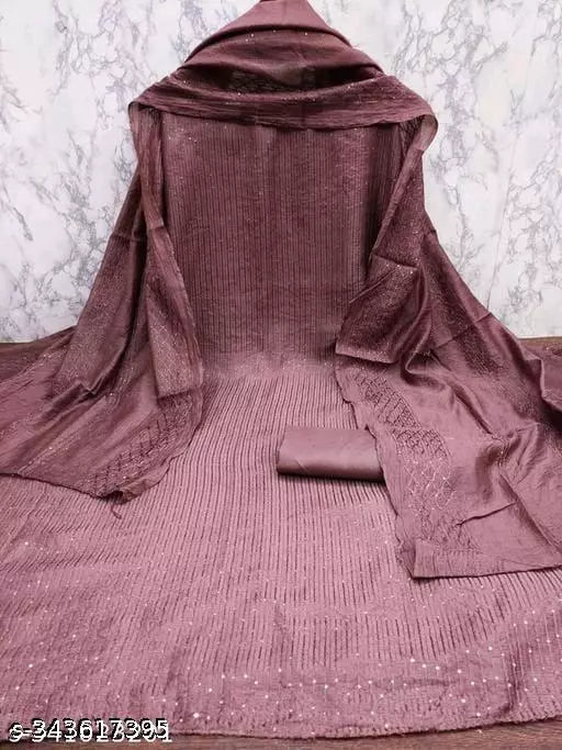 Chanderi Cotton Sequience Work Dress Material For Women