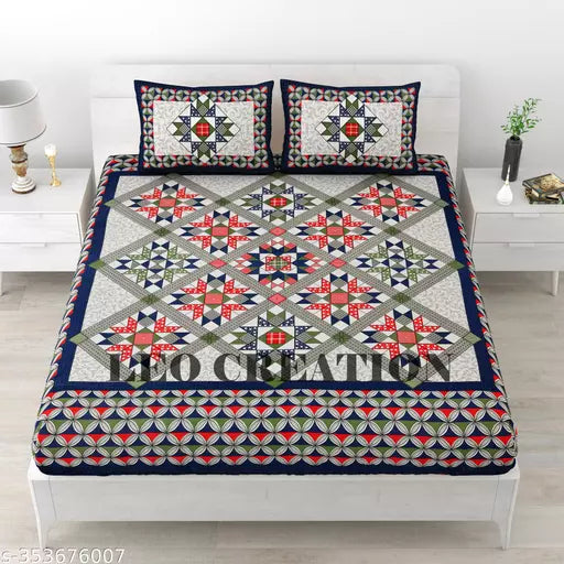 Pure Cotton Jaipuri Double Bedsheet With 2 Pillow Cover