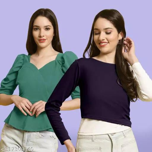 Clasic Casual Fashion Forward Women's Tops - Pack of 2