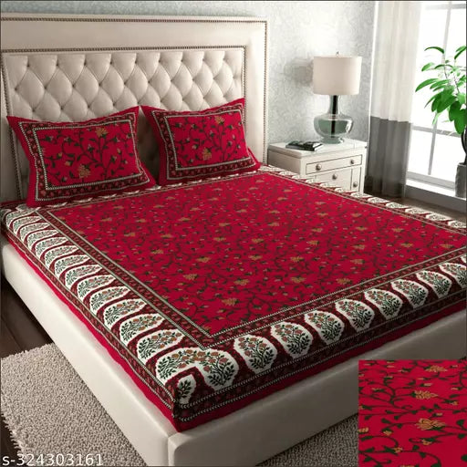 Jaipuri Pure Cotton Double Queen Bedsheet With 2 Pillow Covers