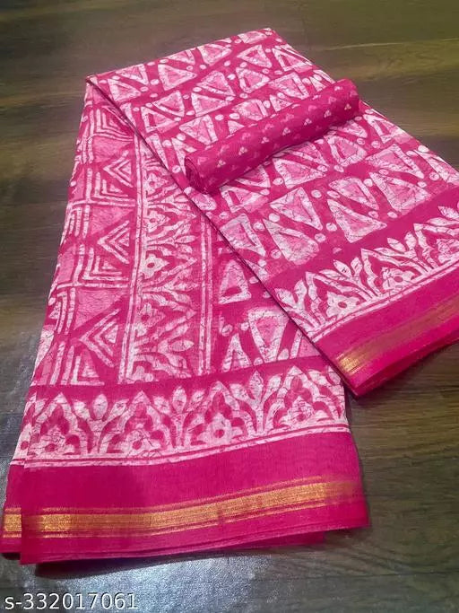 TRIO PRINTED COTTON BLENDED SAREE