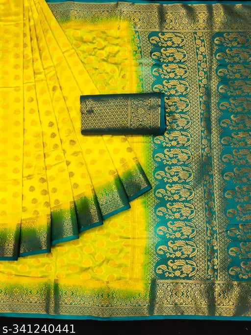 Morpich Fashion   Nylon Banarasi Silk Same Border Saree