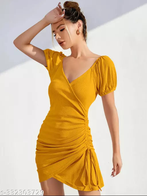 ZUCCHII YELLOW BODYCON DRESS FOR WOMEN AND GIRLS