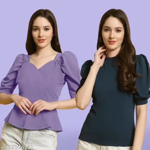 Clasic Casual Fashion Forward Women's Top - Pack of 2