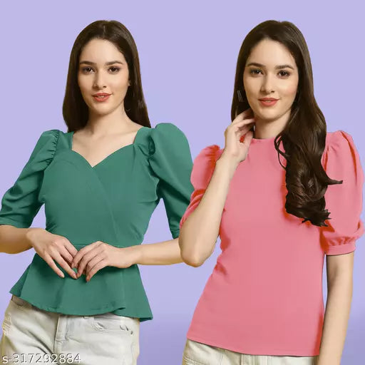 Clasic Casual Fashion Forward Women's Top - Pack of 2
