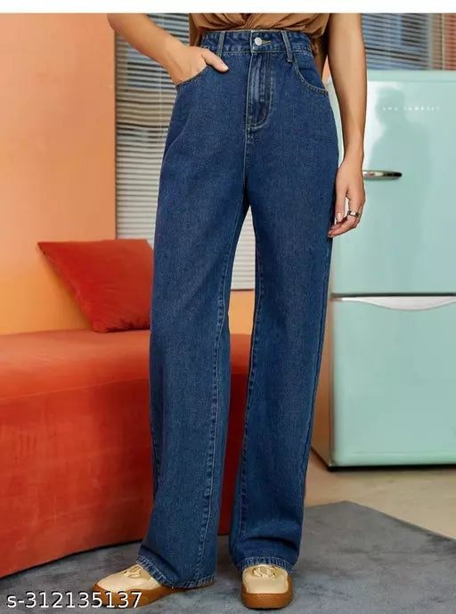 SAANU'S FASHION - STYLISH WIDE LEG DENIM JEANS FOR GIRLS & WOMEN