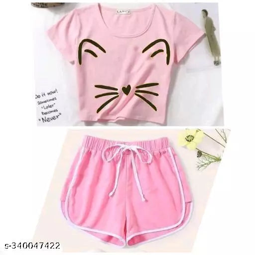 Summer special premium quality cotton Crop Tops & Shorts combo